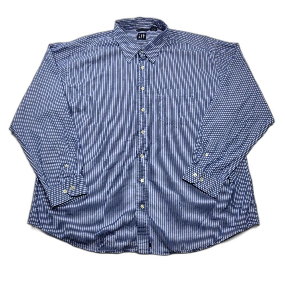GAP Men's LS Oxford Shirt Blue XXL